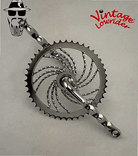 VINTAGE LOWRIDER TWISTED 5 1/2" CRANK & TWISTED 44T SPROCKET CRUISER BICYCLES.
